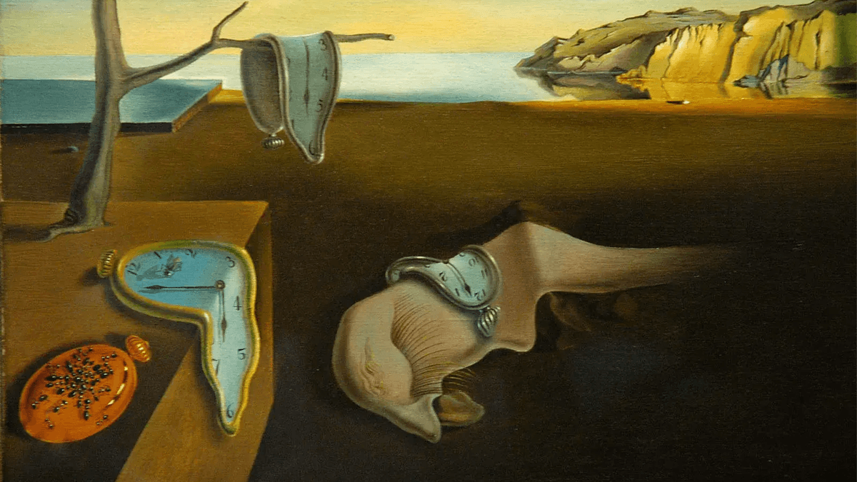 Dalí’s melting clocks in The Persistence of Memory twist time into a dreamscape, where logic gives way to the subconscious.