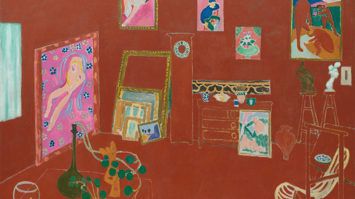 Henri Matisse’s The Red Studio turns his workspace into a bold, flat world of color where time disappears and creativity takes over.