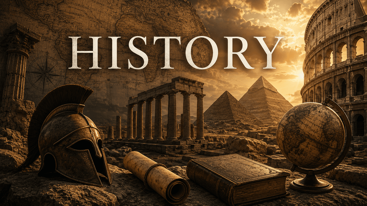 Historian examining historical documents, photographs, maps, and artifacts