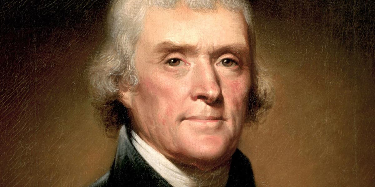 Portrait of Thomas Jefferson, third President of the United States and author of the Declaration of Independence